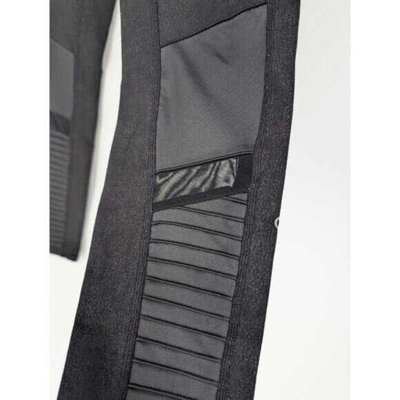Alo Yoga Black High Waist Moto Legging Glossy Back Athletic Athleisure Medium - Picture 7 of 12